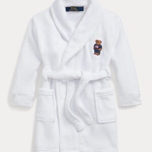 Polo Bear Ralph Lauren Kids White Terry Robe size 6